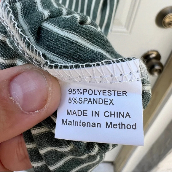 Merokeety Olive Green Striped T-Shirt Dress Women’s L Large Soft Stretchy Casual - Picture 9 of 9